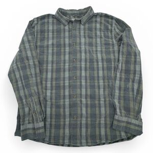 MARINE LAYER Lightweight Corduroy Men's Plaid Shirt in Muted Green + Gray Sz XL